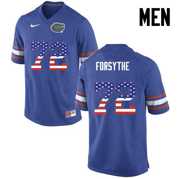 Florida Gators Men #72 Stone Forsythe College Football Jersey USA Flag Fashion Blue